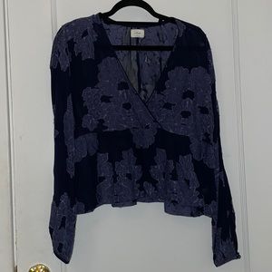 NWT sheer surplice top with lace detail